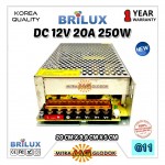 Power Supply Trafo Brilux DC 12V 20A | 250W (Super Quality)
